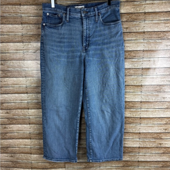 Madewell Slim Wide Leg Crop Jeans Sz 31 - Picture 4 of 9